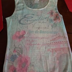 Elegant Pink and Light Blue Floral Very Soft and Slightly Sheer Blouse 💥💥